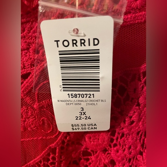 TORRID crinkle lace blouse-3X(22-24) NWT - Picture 4 of 6